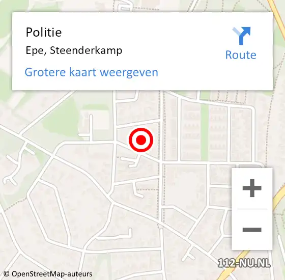 Locatie op kaart van de 112 melding: Politie Epe, Steenderkamp op 7 juni 2023 21:25