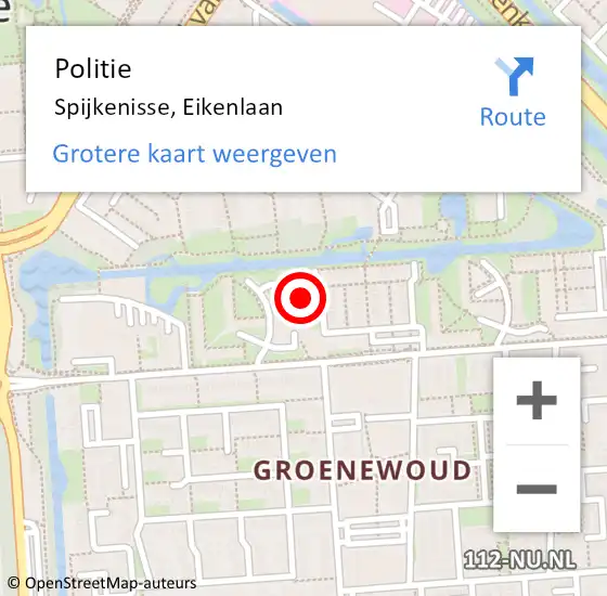 Locatie op kaart van de 112 melding: Politie Spijkenisse, Eikenlaan op 7 juni 2023 21:25