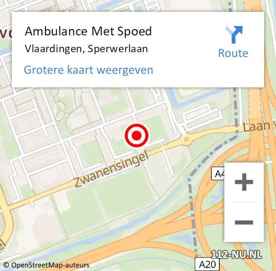 Locatie op kaart van de 112 melding: Ambulance Met Spoed Naar Vlaardingen, Sperwerlaan op 7 juni 2023 21:27