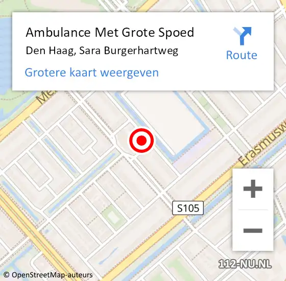 Locatie op kaart van de 112 melding: Ambulance Met Grote Spoed Naar Den Haag, Sara Burgerhartweg op 7 juni 2023 21:29