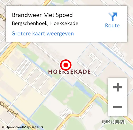 Locatie op kaart van de 112 melding: Brandweer Met Spoed Naar Bergschenhoek, Hoeksekade op 7 juni 2023 21:33