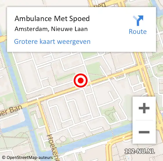 Locatie op kaart van de 112 melding: Ambulance Met Spoed Naar Amsterdam, Nieuwe Laan op 7 juni 2023 21:34