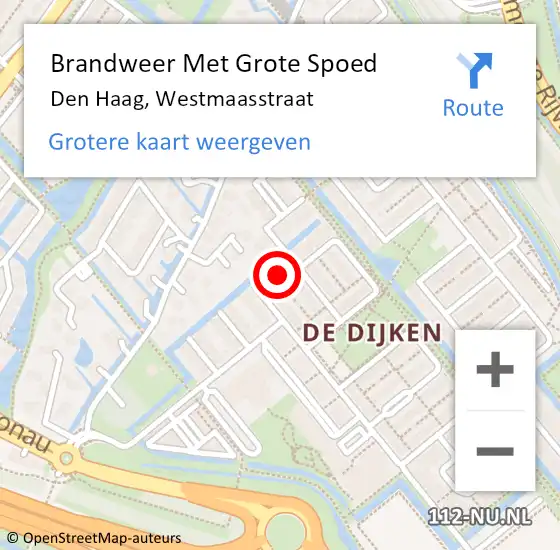 Locatie op kaart van de 112 melding: Brandweer Met Grote Spoed Naar Den Haag, Westmaasstraat op 7 juni 2023 21:37