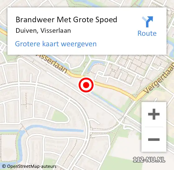 Locatie op kaart van de 112 melding: Brandweer Met Grote Spoed Naar Duiven, Visserlaan op 7 juni 2023 21:40