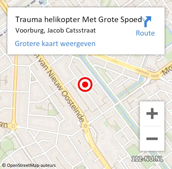 Locatie op kaart van de 112 melding: Trauma helikopter Met Grote Spoed Naar Voorburg, Jacob Catsstraat op 7 juni 2023 21:54