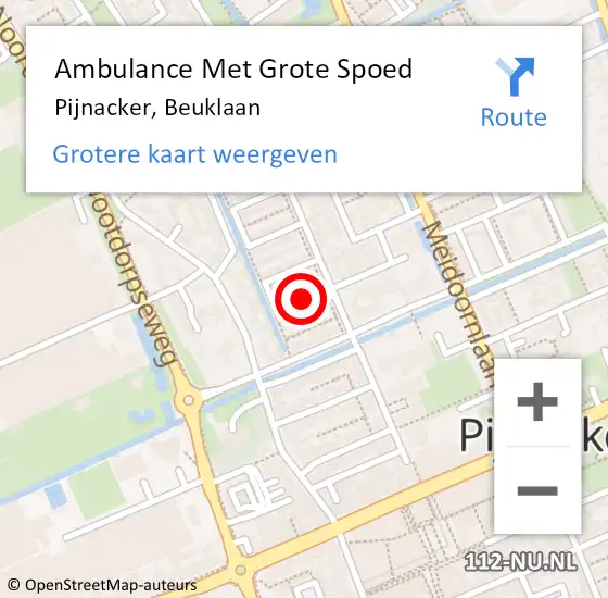 Locatie op kaart van de 112 melding: Ambulance Met Grote Spoed Naar Pijnacker, Beuklaan op 7 juni 2023 22:09