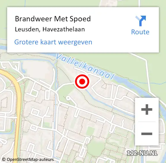 Locatie op kaart van de 112 melding: Brandweer Met Spoed Naar Leusden, Havezathelaan op 7 juni 2023 22:27