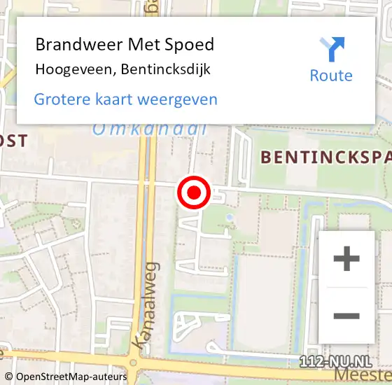 Locatie op kaart van de 112 melding: Brandweer Met Spoed Naar Hoogeveen, Bentincksdijk op 7 juni 2023 22:44