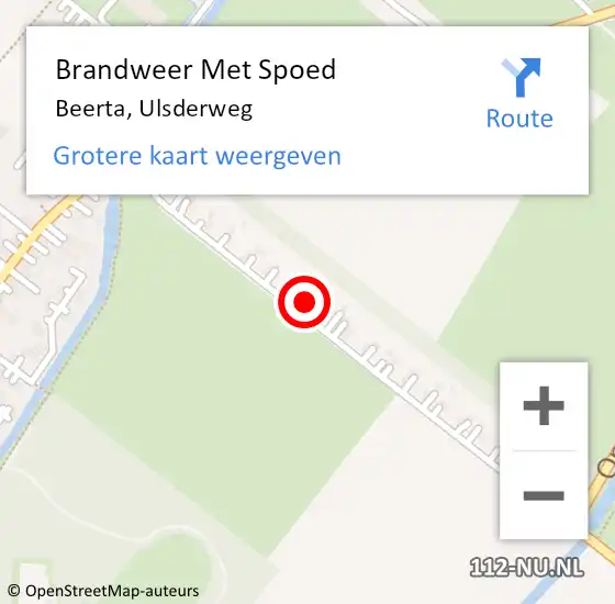 Locatie op kaart van de 112 melding: Brandweer Met Spoed Naar Beerta, Ulsderweg op 7 juni 2023 22:54