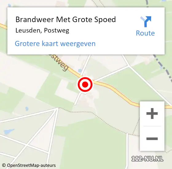 Locatie op kaart van de 112 melding: Brandweer Met Grote Spoed Naar Leusden, Postweg op 7 juni 2023 23:31