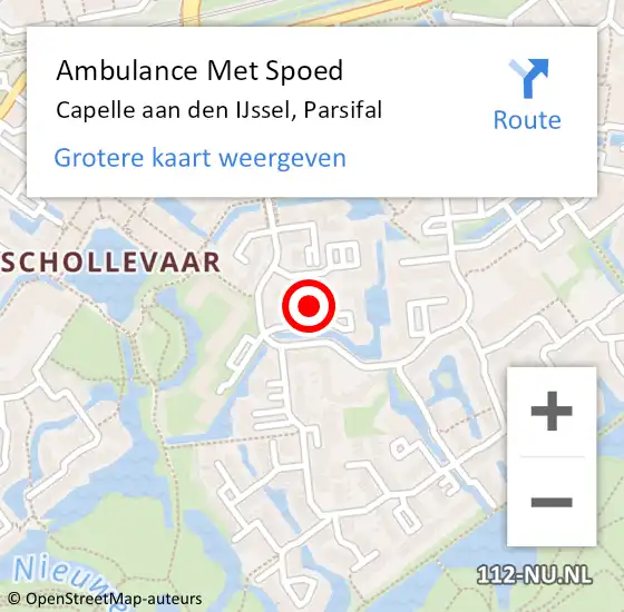 Locatie op kaart van de 112 melding: Ambulance Met Spoed Naar Capelle aan den IJssel, Parsifal op 7 juni 2023 23:43