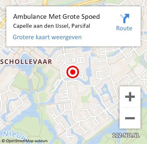 Locatie op kaart van de 112 melding: Ambulance Met Grote Spoed Naar Capelle aan den IJssel, Parsifal op 7 juni 2023 23:50