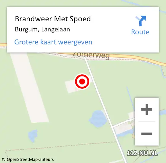 Locatie op kaart van de 112 melding: Brandweer Met Spoed Naar Burgum, Langelaan op 7 juni 2023 23:53