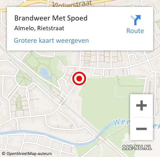 Locatie op kaart van de 112 melding: Brandweer Met Spoed Naar Almelo, Rietstraat op 8 juni 2023 00:54