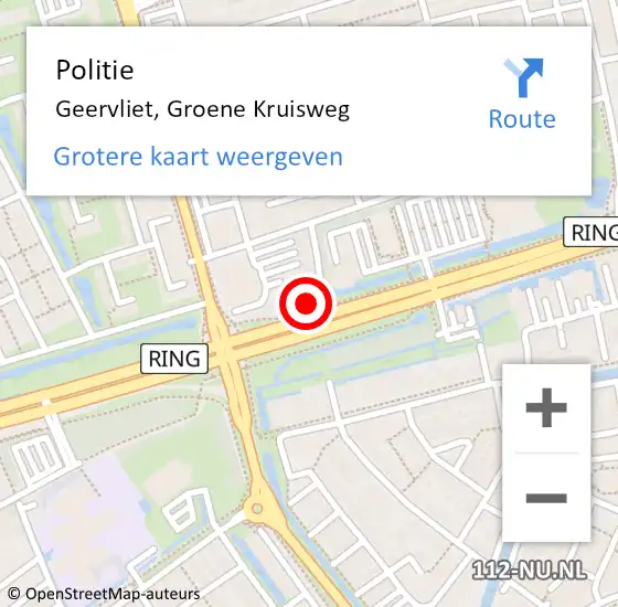 Locatie op kaart van de 112 melding: Politie Geervliet, Groene Kruisweg op 8 juni 2023 05:54