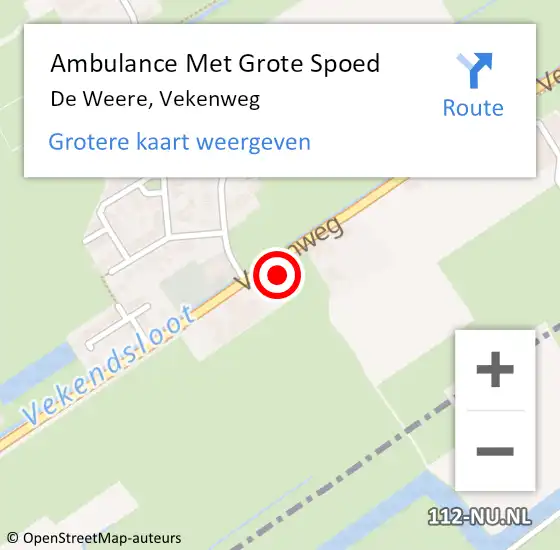Locatie op kaart van de 112 melding: Ambulance Met Grote Spoed Naar De Weere, Vekenweg op 8 juni 2023 06:02