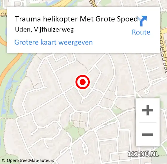 Locatie op kaart van de 112 melding: Trauma helikopter Met Grote Spoed Naar Uden, Vijfhuizerweg op 8 juni 2023 07:12