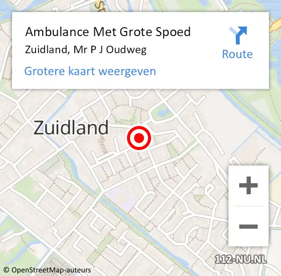 Locatie op kaart van de 112 melding: Ambulance Met Grote Spoed Naar Zuidland, Mr P J Oudweg op 8 juni 2023 08:56