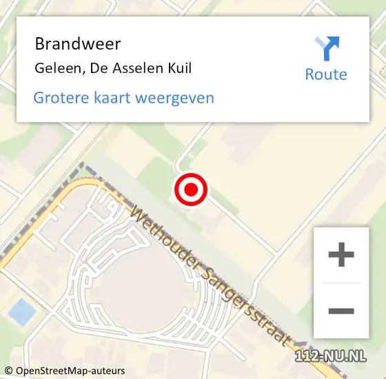 Locatie op kaart van de 112 melding: Brandweer Geleen, De Asselen Kuil op 8 juni 2023 08:59