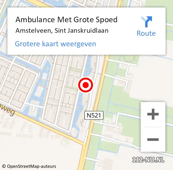 Locatie op kaart van de 112 melding: Ambulance Met Grote Spoed Naar Amstelveen, Sint Janskruidlaan op 8 juni 2023 09:01