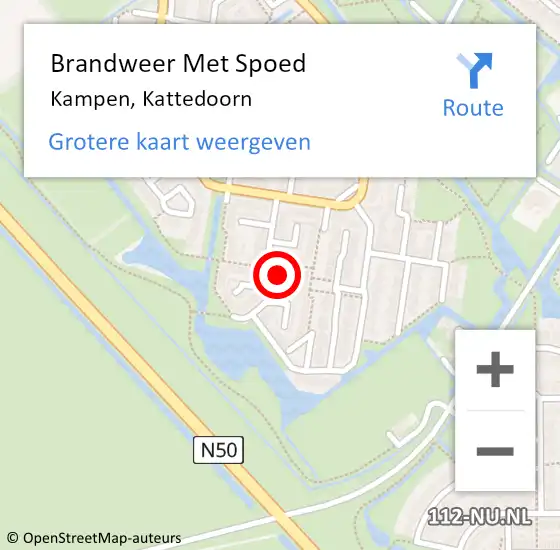 Locatie op kaart van de 112 melding: Brandweer Met Spoed Naar Kampen, Kattedoorn op 8 juni 2023 09:08