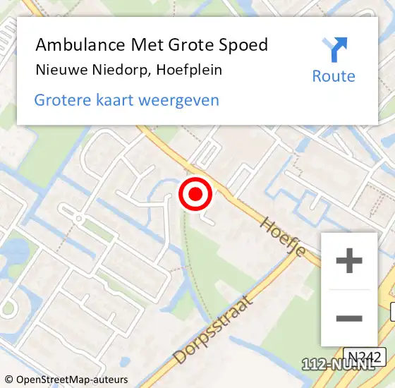 Locatie op kaart van de 112 melding: Ambulance Met Grote Spoed Naar Nieuwe Niedorp, Hoefplein op 8 juni 2023 09:13