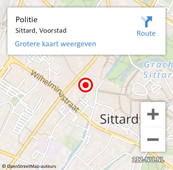 Locatie op kaart van de 112 melding: Politie Sittard, Voorstad op 8 juni 2023 09:13