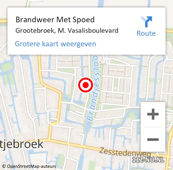 Locatie op kaart van de 112 melding: Brandweer Met Spoed Naar Grootebroek, M. Vasalisboulevard op 8 juni 2023 09:25