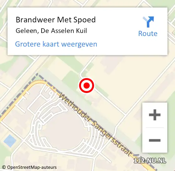 Locatie op kaart van de 112 melding: Brandweer Met Spoed Naar Geleen, De Asselen Kuil op 8 juni 2023 10:08