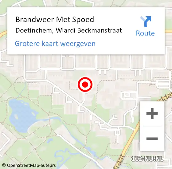 Locatie op kaart van de 112 melding: Brandweer Met Spoed Naar Doetinchem, Wiardi Beckmanstraat op 28 augustus 2014 08:52