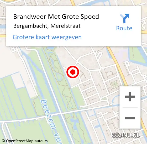 Locatie op kaart van de 112 melding: Brandweer Met Grote Spoed Naar Bergambacht, Merelstraat op 8 juni 2023 11:12