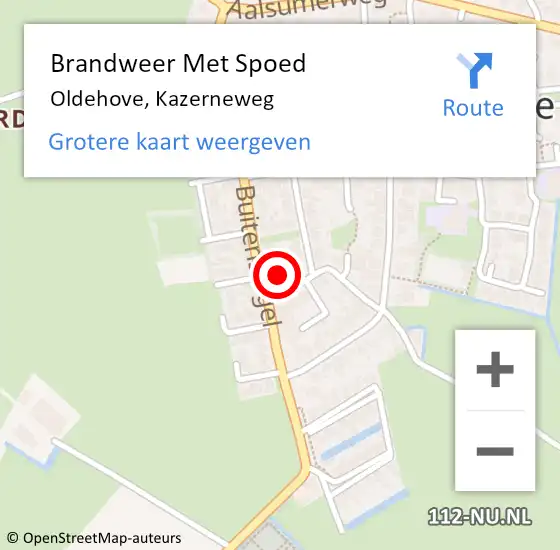 Locatie op kaart van de 112 melding: Brandweer Met Spoed Naar Oldehove, Kazerneweg op 8 juni 2023 11:23