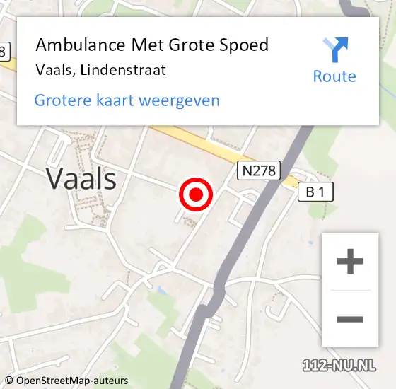 Locatie op kaart van de 112 melding: Ambulance Met Grote Spoed Naar Vaals, Lindenstraat op 12 oktober 2013 22:54