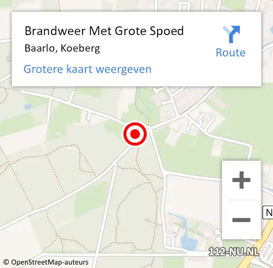 Locatie op kaart van de 112 melding: Brandweer Met Grote Spoed Naar Baarlo, Koeberg op 8 juni 2023 12:00