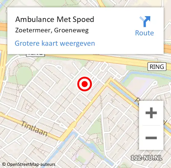 Locatie op kaart van de 112 melding: Ambulance Met Spoed Naar Zoetermeer, Groeneweg op 8 juni 2023 12:00