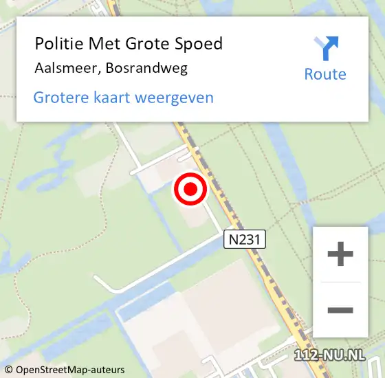 Locatie op kaart van de 112 melding: Politie Met Grote Spoed Naar Aalsmeer, Bosrandweg op 8 juni 2023 12:04