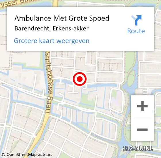 Locatie op kaart van de 112 melding: Ambulance Met Grote Spoed Naar Barendrecht, Erkens-akker op 8 juni 2023 12:25