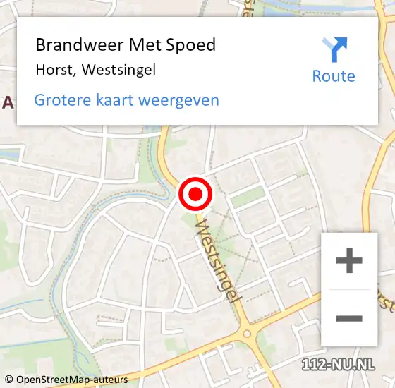 Locatie op kaart van de 112 melding: Brandweer Met Spoed Naar Horst, Westsingel op 8 juni 2023 13:01