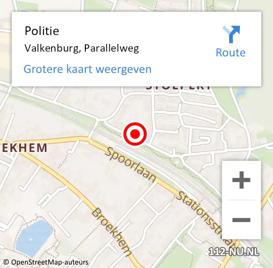 Locatie op kaart van de 112 melding: Politie Valkenburg, Parallelweg op 8 juni 2023 13:36