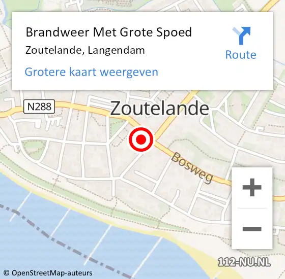 Locatie op kaart van de 112 melding: Brandweer Met Grote Spoed Naar Zoutelande, Langendam op 8 juni 2023 13:45