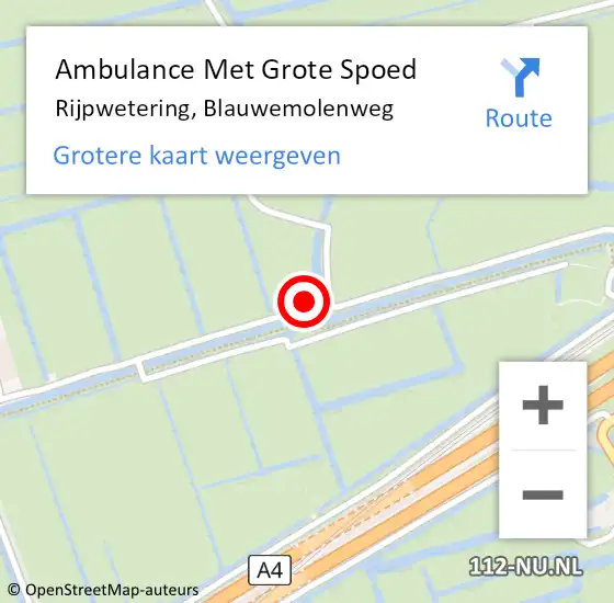 Locatie op kaart van de 112 melding: Ambulance Met Grote Spoed Naar Rijpwetering, Blauwemolenweg op 8 juni 2023 14:04