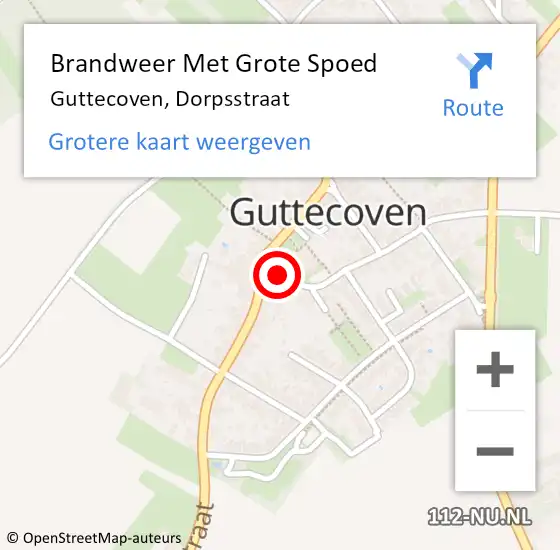 Locatie op kaart van de 112 melding: Brandweer Met Grote Spoed Naar Guttecoven, Dorpsstraat op 8 juni 2023 14:13