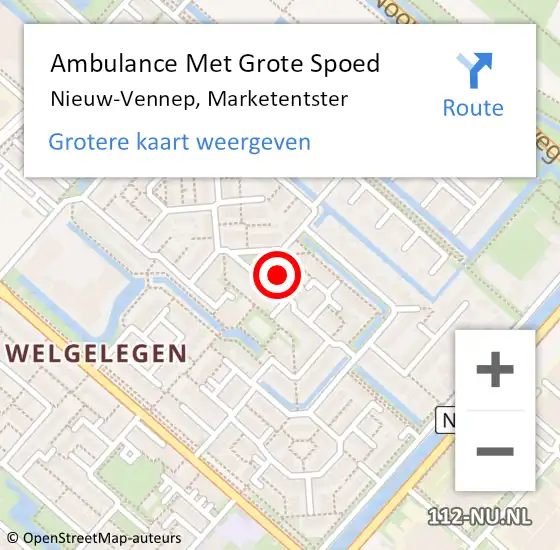 Locatie op kaart van de 112 melding: Ambulance Met Grote Spoed Naar Nieuw-Vennep, Marketentster op 8 juni 2023 14:16