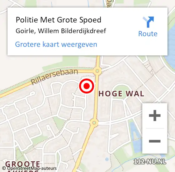 Locatie op kaart van de 112 melding: Politie Met Grote Spoed Naar Goirle, Willem Bilderdijkdreef op 8 juni 2023 14:22