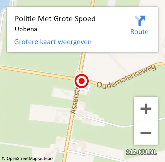 Locatie op kaart van de 112 melding: Politie Met Grote Spoed Naar Ubbena op 8 juni 2023 14:42