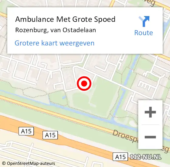 Locatie op kaart van de 112 melding: Ambulance Met Grote Spoed Naar Rozenburg, van Ostadelaan op 8 juni 2023 14:43