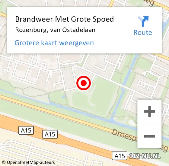 Locatie op kaart van de 112 melding: Brandweer Met Grote Spoed Naar Rozenburg, van Ostadelaan op 8 juni 2023 15:18