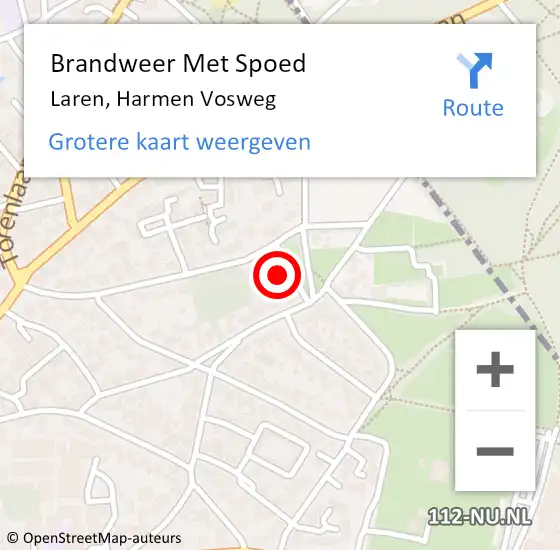 Locatie op kaart van de 112 melding: Brandweer Met Spoed Naar Laren, Harmen Vosweg op 8 juni 2023 15:21