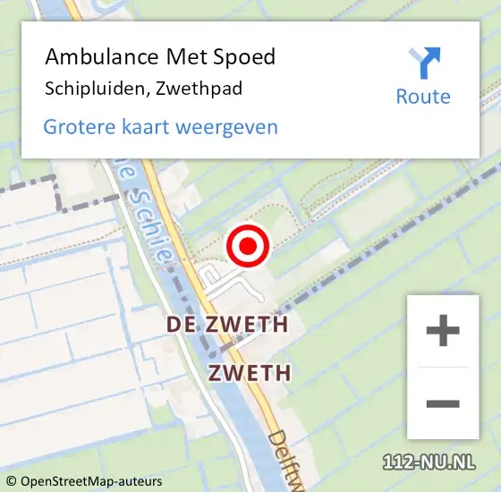 Locatie op kaart van de 112 melding: Ambulance Met Spoed Naar Schipluiden, Zwethpad op 8 juni 2023 15:29