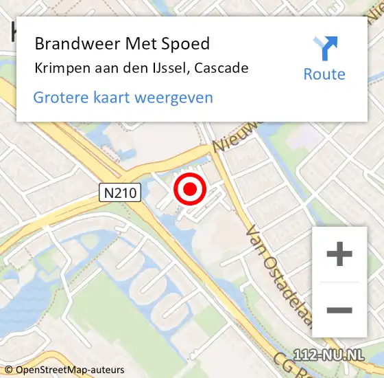 Locatie op kaart van de 112 melding: Brandweer Met Spoed Naar Krimpen aan den IJssel, Cascade op 8 juni 2023 15:31